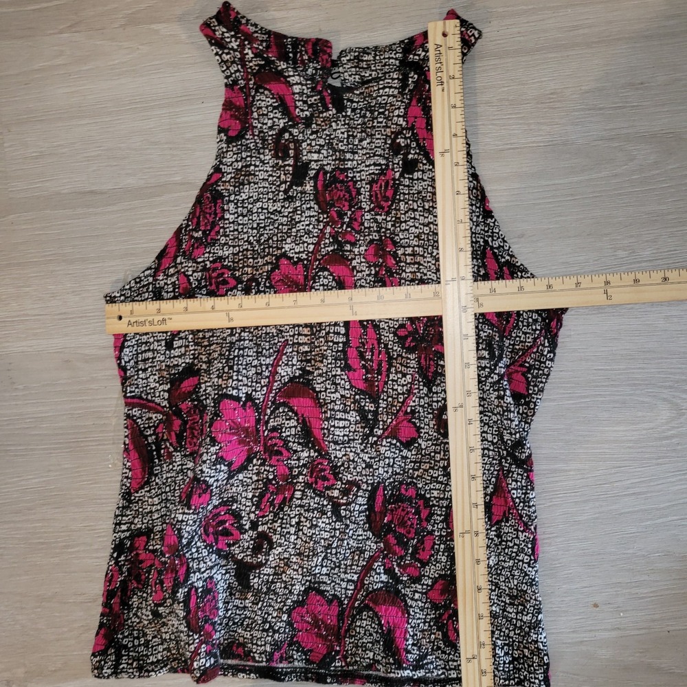 INC International Concepts Floral Print Smocked Tank Top Summer Beachy Momcore L - Picture 6 of 10